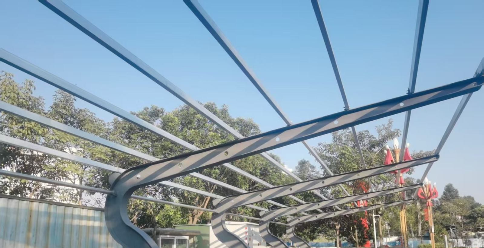 Hanxishui EV charging canopy · Steel canopy for EV charging bays